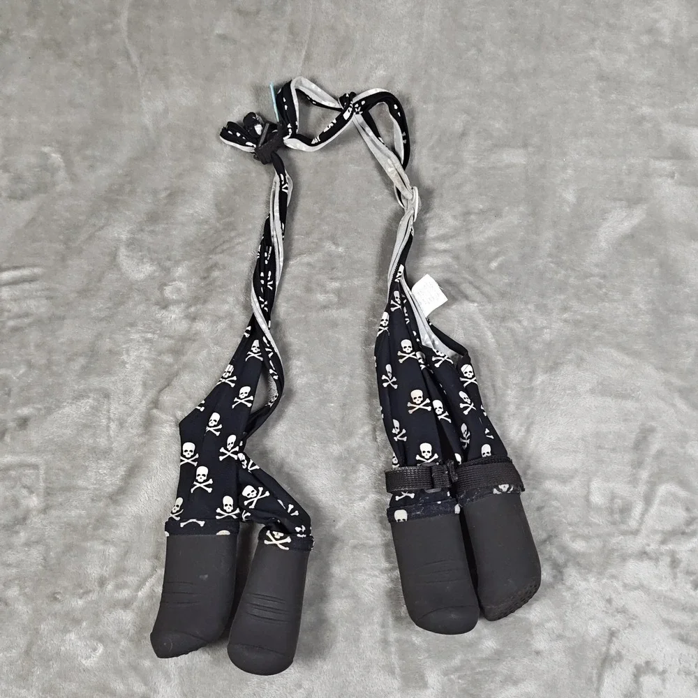 Walkee Paws Dog Suspender Boot Leggings Small Medium Skull Crossbone Bootie Punk
